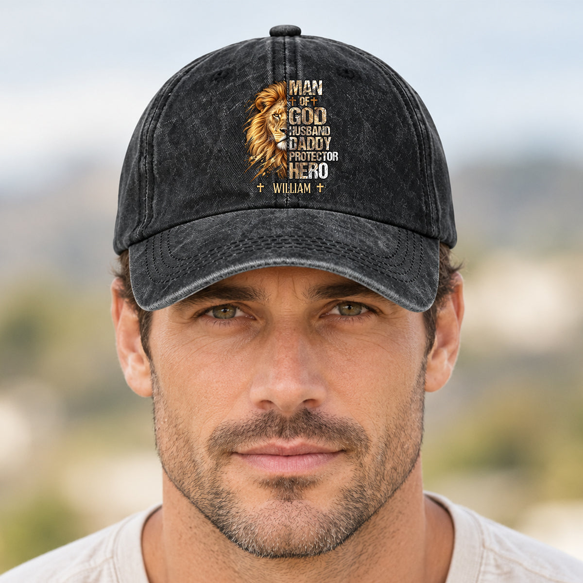 My Hero, Gift For Man - Personalized Custom Vintage Washed Denim Cap