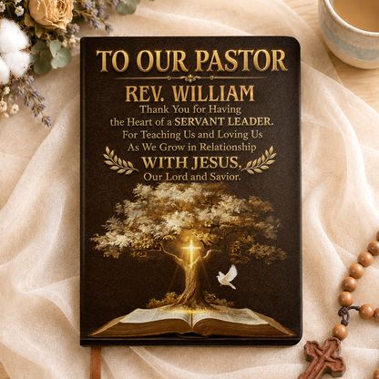 Blessed To Have You, Gift For Pastor | Personalized Leather Cover Notebook