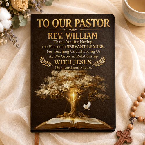 Blessed To Have You, Gift For Pastor | Personalized Leather Cover Notebook