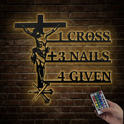 Paid In Full Cross And Nails - Metal Wall Art Sign