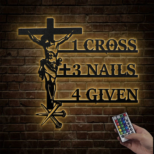 Paid In Full Cross And Nails - Metal Wall Art Sign