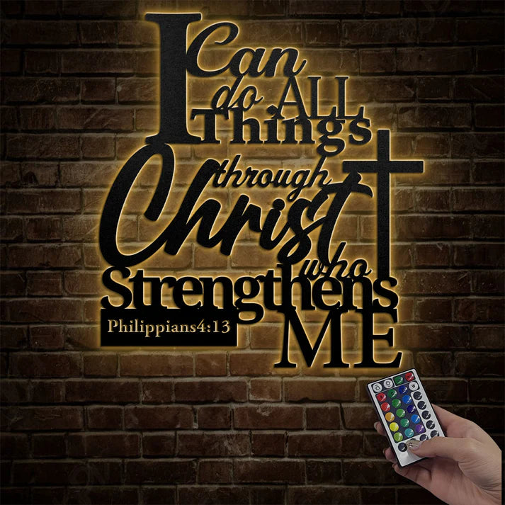 Strength Through Christ - Metal Wall Art Sign