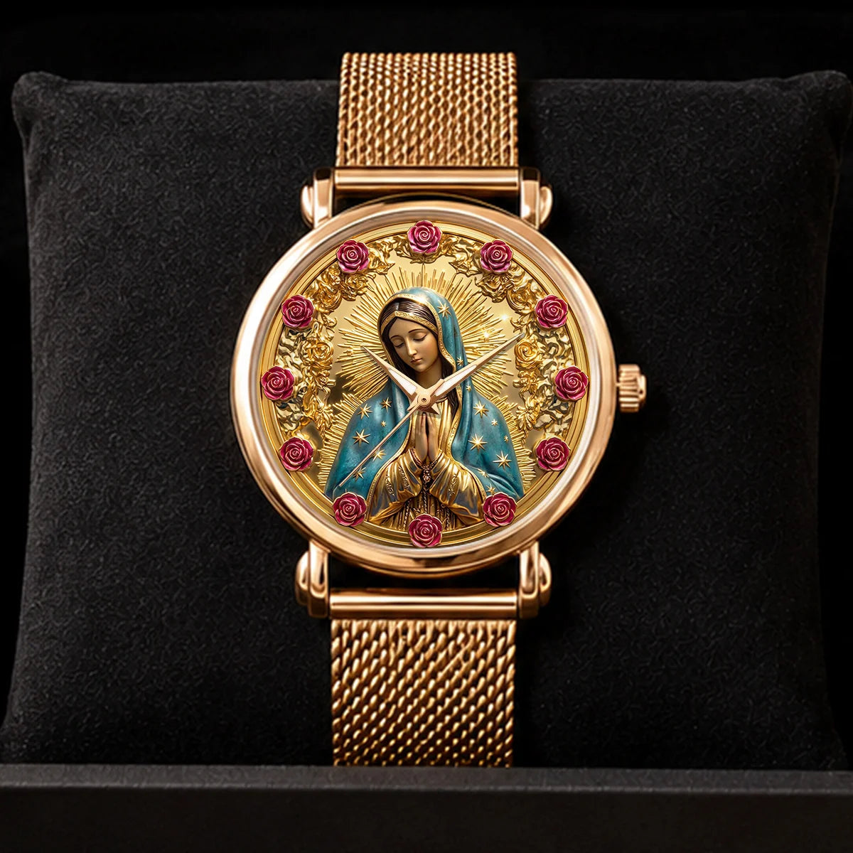 Twelve Roses Of Divine Grace, Gift For Wife - Personalized Women's Wrist Watch