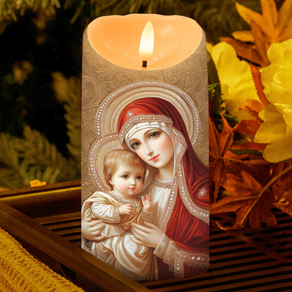 Queen Of Heaven And Child - Flameless LED Candle