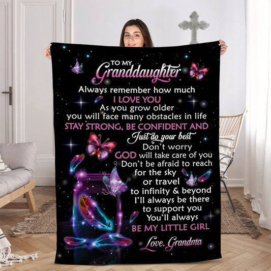 To My Granddaughter Butterfly Fleece Blanket, Christian Encouragement Gift from Grandma