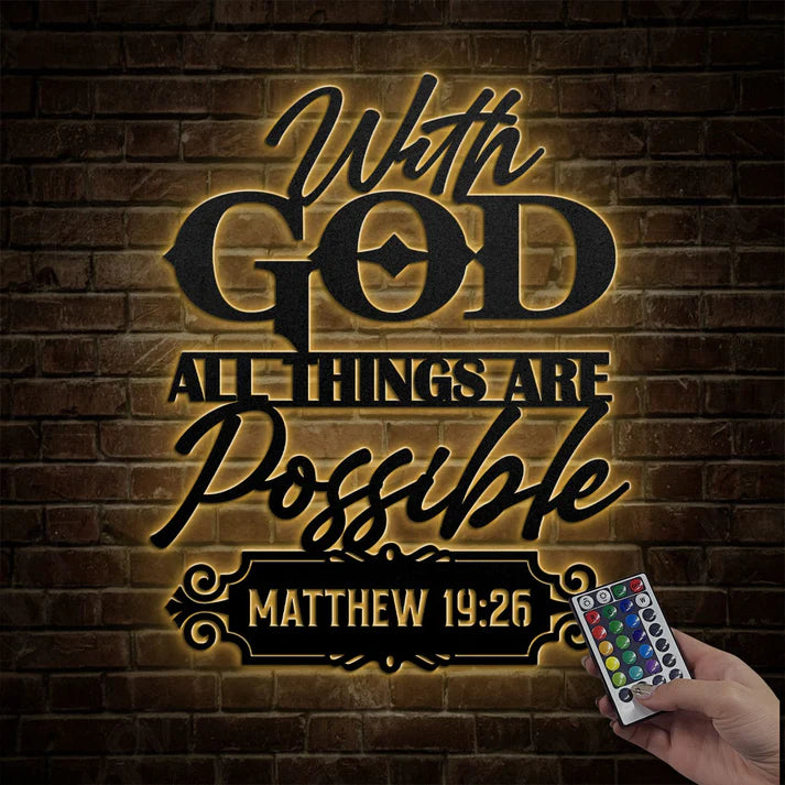 With God All Things Are Possible - Metal Wall Art Sign