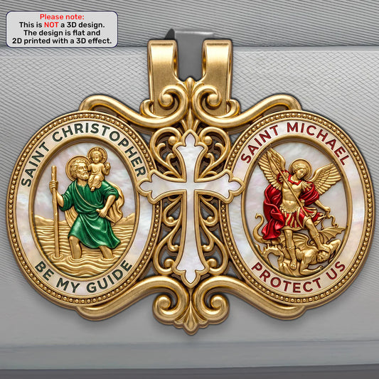 Saint Christopher & Saint Michael Road Guardian, Patron Saint Gift | Car Visor Clip
