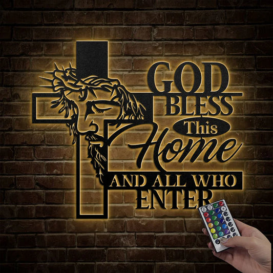 Bless This Home And All Who Enter - Metal Wall Art Sign