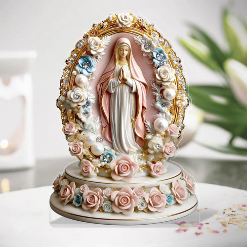 Madonna of Blossoms & Pearls - Custom Shaped Acrylic Plaque