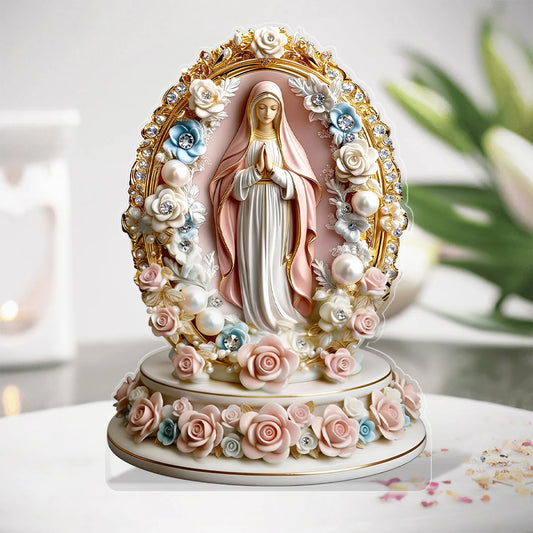 Madonna of Blossoms & Pearls - Custom Shaped Acrylic Plaque
