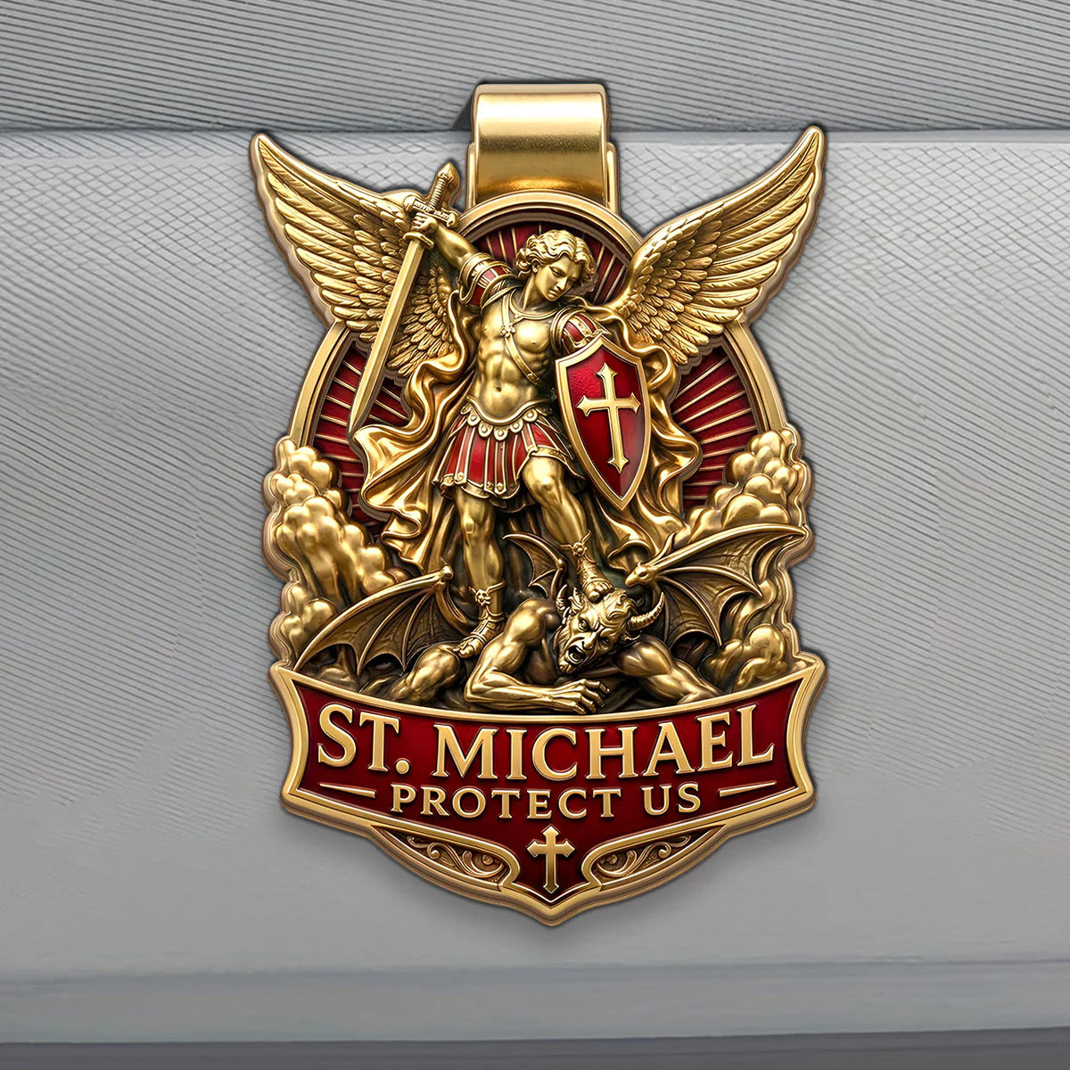 St. Michael, Defender Of The Faith, Patron Saint Gift | Car Visor Clip