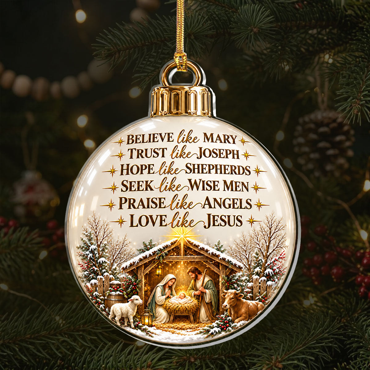 Nativity Christmas, Gift For Family | 1-Layer Acrylic Ornament