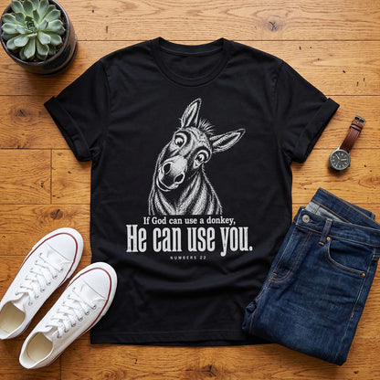 If God Can Use A Donkey Numbers 22, Christian Gift | 2D Unisex T-shirt
