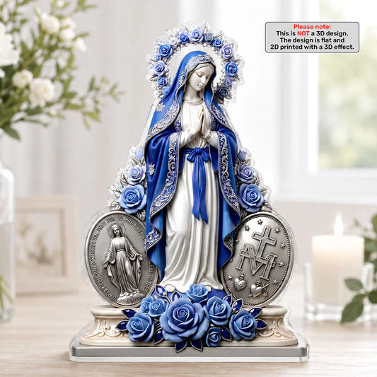 Our Lady Of Sapphire Grace, Catholic Gift | Custom Shaped Acrylic Plaque