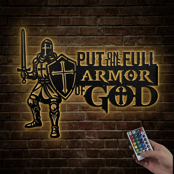 Put On The Full Armor Of God - Metal Wall Art Sign