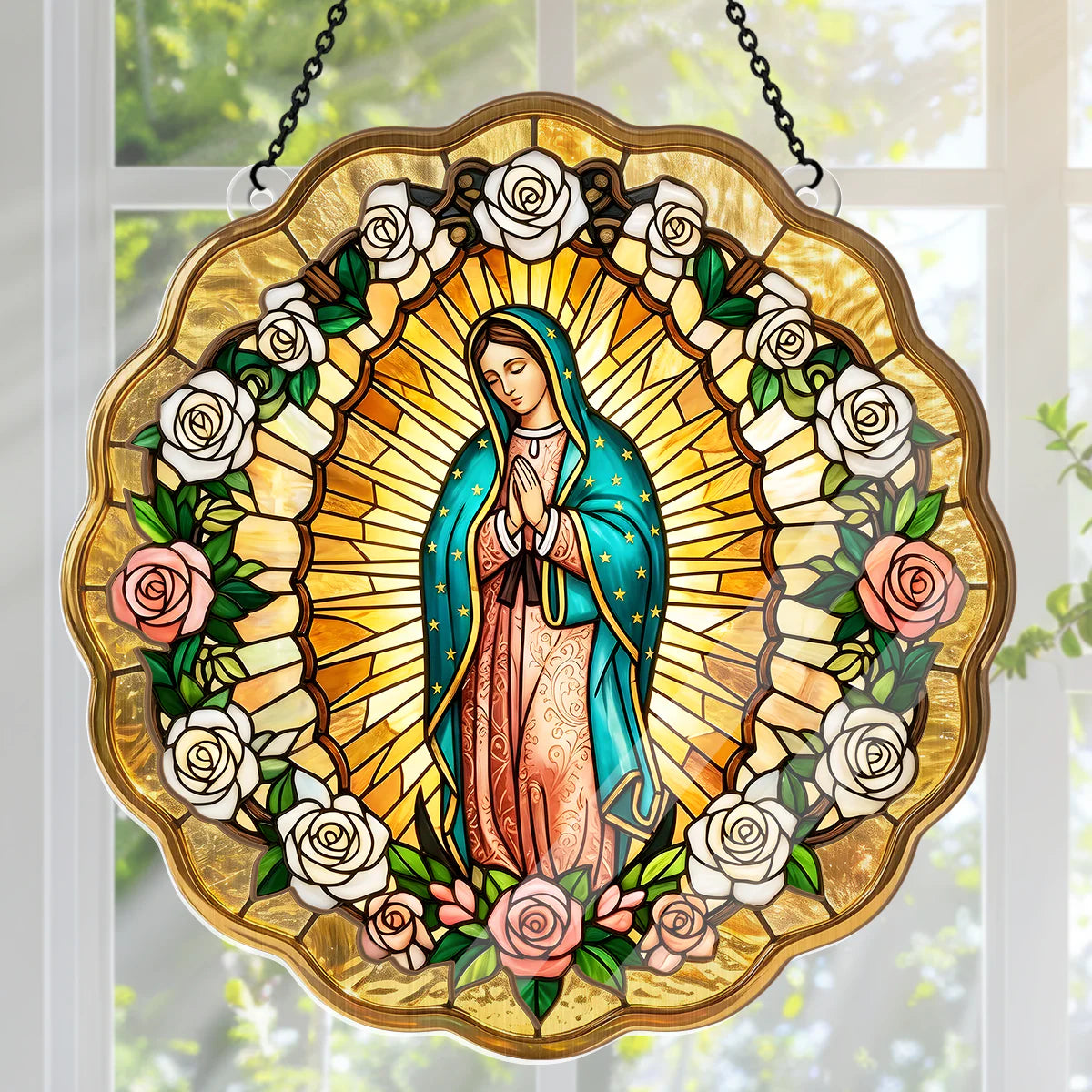 Virgin Mary Golden Halo - Window Hanging Suncatcher