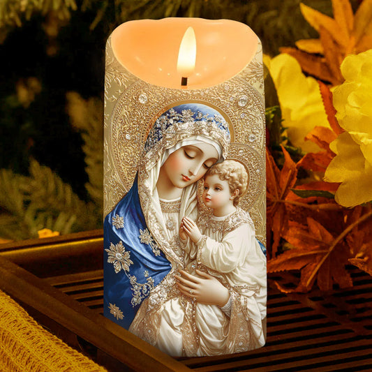 Blessed Mother And Child - Flameless LED Candle