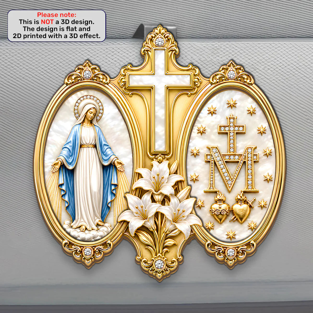 Our Lady's Monogram Blessing, Marian Gift | Car Visor Clip