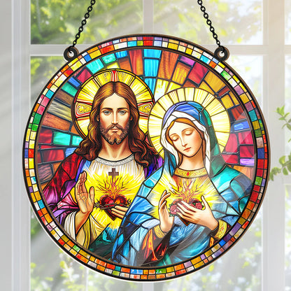 Sacred Heart Of Jesus & Immaculate Heart Of Mary - Window Hanging Suncatcher