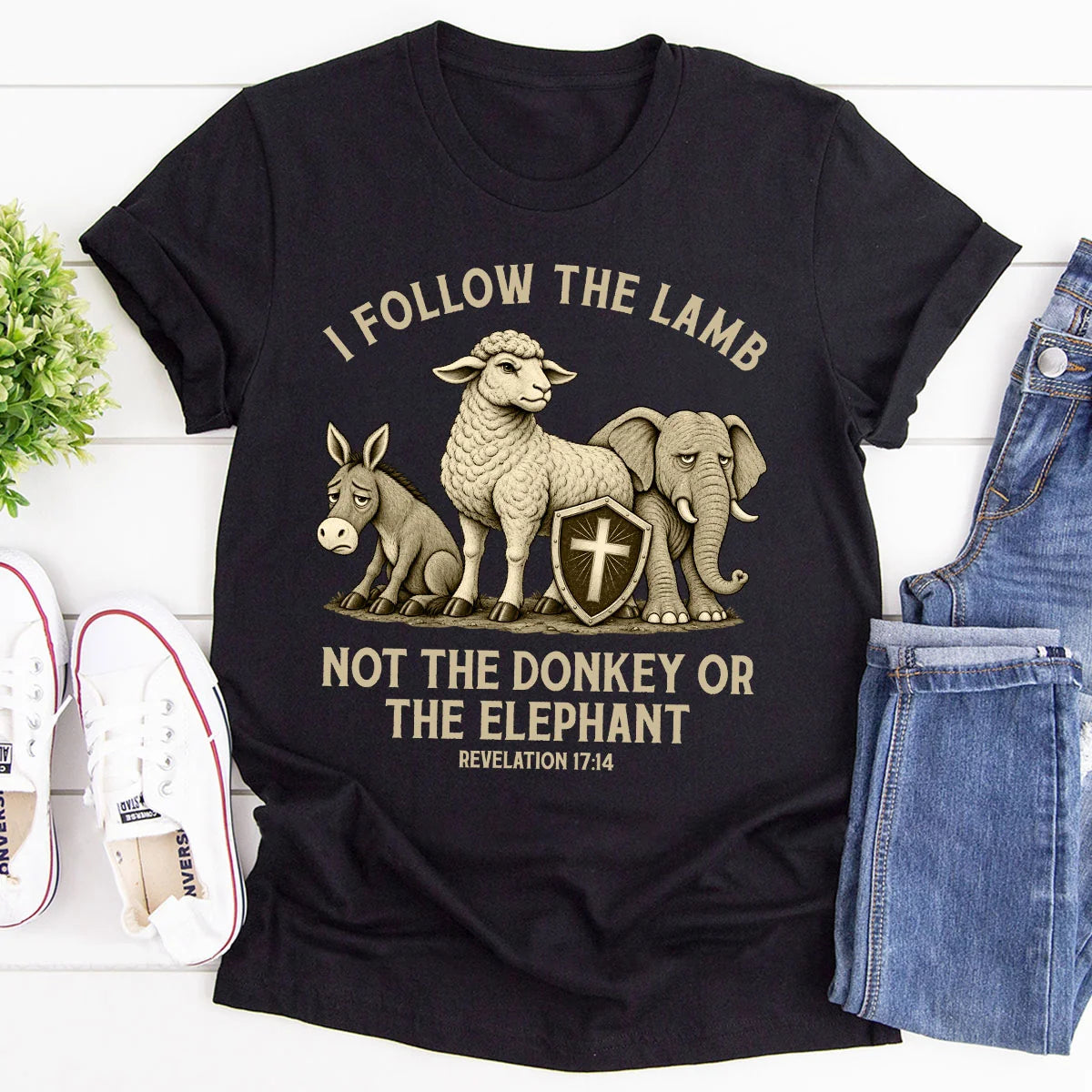 I Follow The Lamb Not The Donkey Or The Elephant, Gift For Faithful Christian | 2D Unisex T-shirt