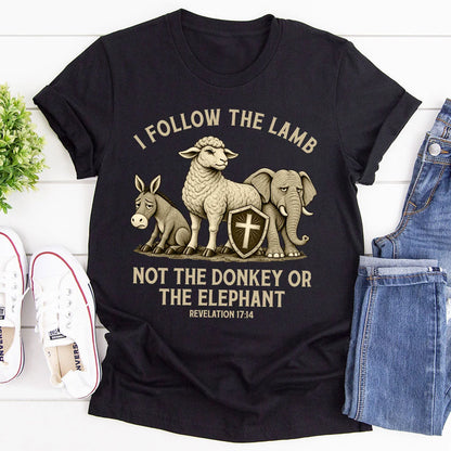 I Follow The Lamb Not The Donkey Or The Elephant, Gift For Faithful Christian | 2D Unisex T-shirt