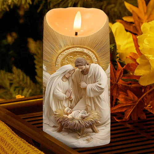 Sacred Nativity Keepsake - Flameless LED Candle