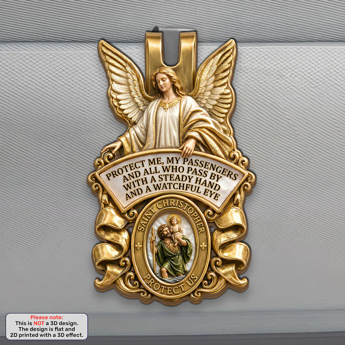 St. Christopher & Guardian Angel Protect Us, Guardian Angel Gift | Car Visor Clip