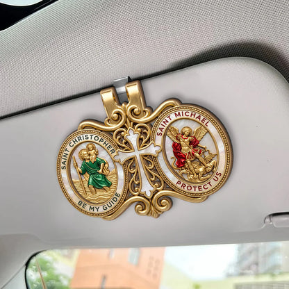 Saint Christopher & Saint Michael Road Guardian, Patron Saint Gift | Car Visor Clip