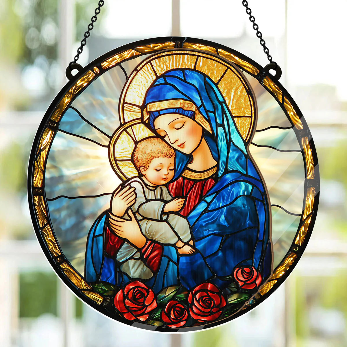 Radiant Virgin And Child - Window Hanging Suncatcher
