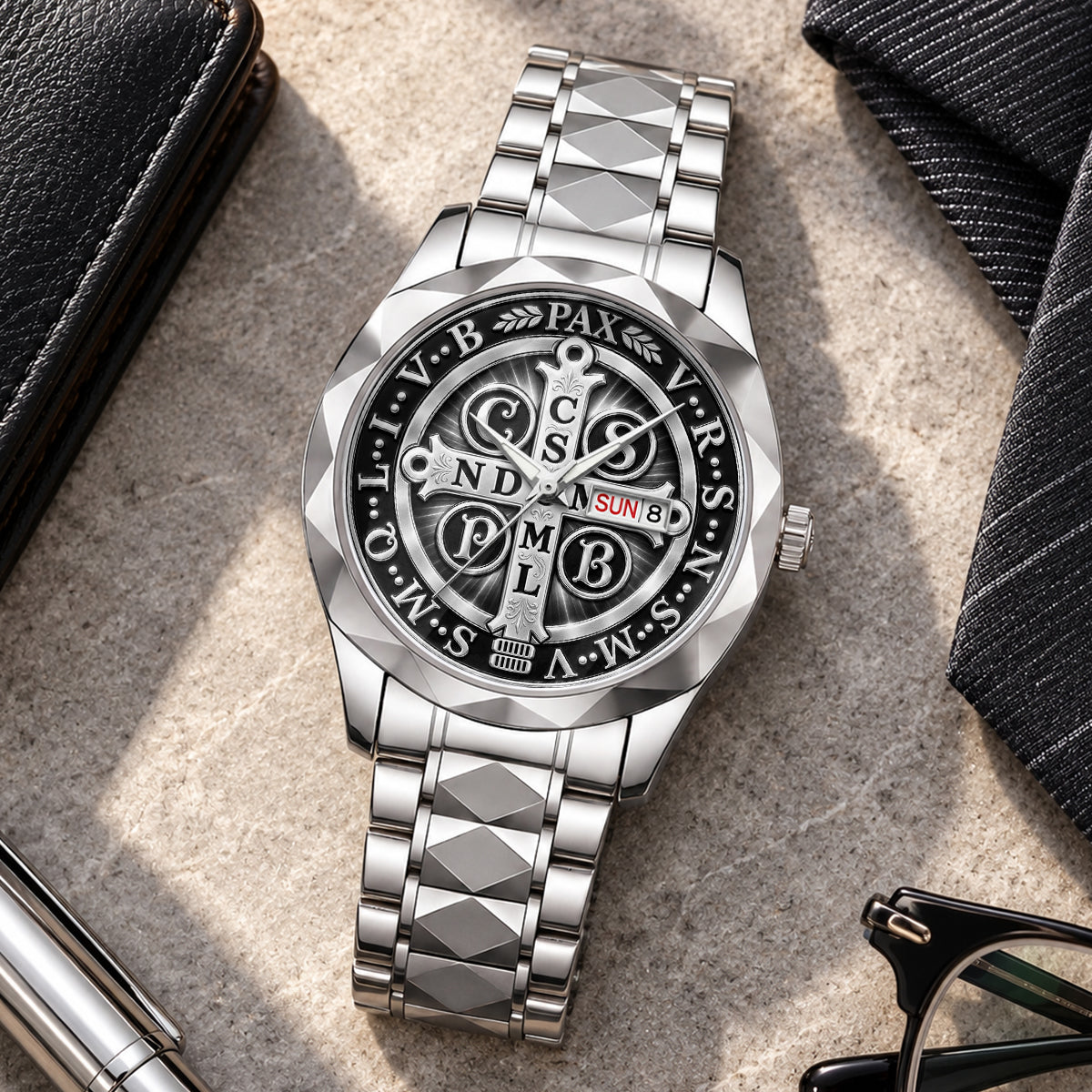 Saint Benedict Medal, Gift For Men - Men's Wrist Watch