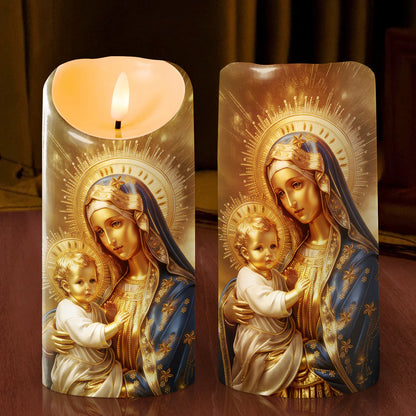 Golden Grace Of Mother Mary - Flameless LED Candle