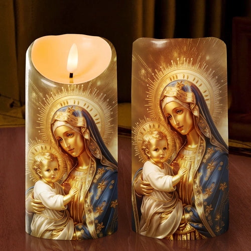 Golden Grace Of Mother Mary - Flameless LED Candle
