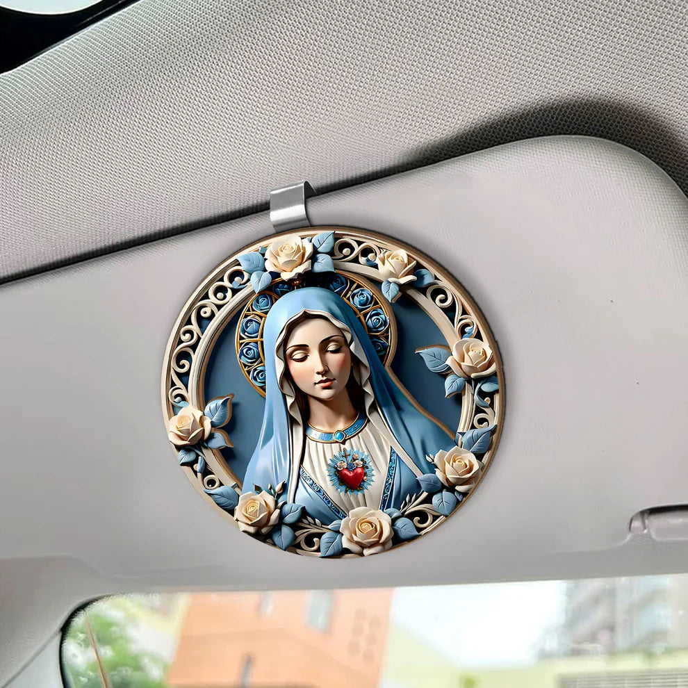 Sacred Heart of Mary - Car Visor Clip