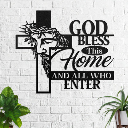 Bless This Home And All Who Enter - Metal Wall Art Sign