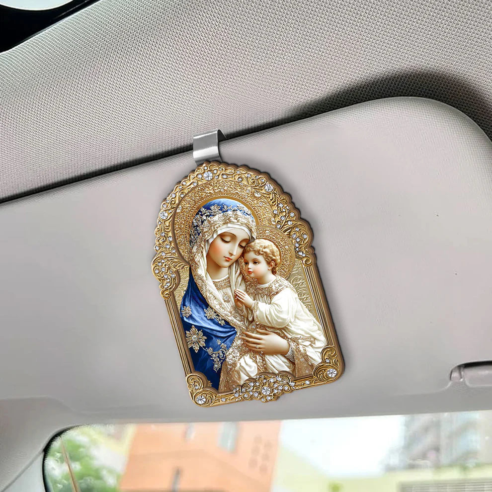 Blessed Mother And Child - Car Visor Clip
