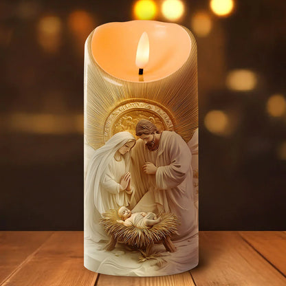 Sacred Nativity Keepsake - Flameless LED Candle