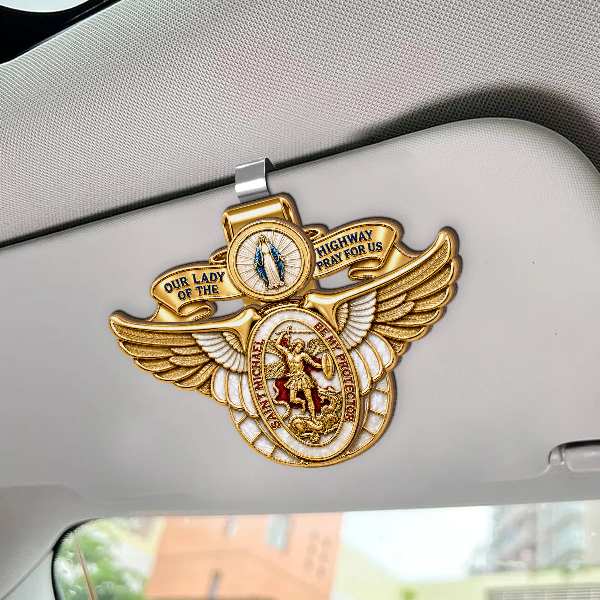 Blessed Journey Protector Medal, Patron Saint Gift | Car Visor Clip