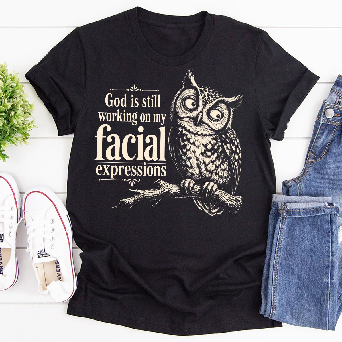 God Is Still Working On My Facial Expression, Gift For Self | 2D Unisex T-shirt
