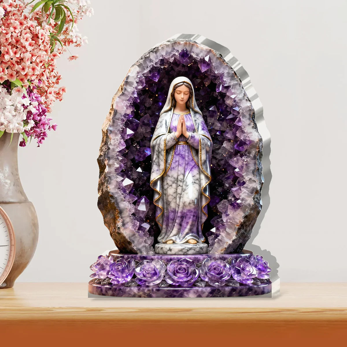 Our Lady of Amethyst Grace - Custom Shaped Acrylic Plaque