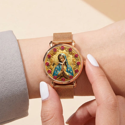Twelve Roses Of Divine Grace, Gift For Wife - Personalized Women's Wrist Watch
