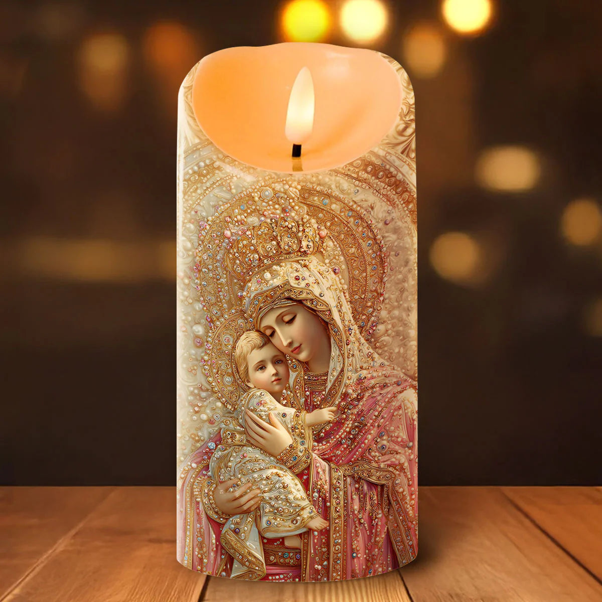 Queen Of Heaven And Child - Flameless LED Candle