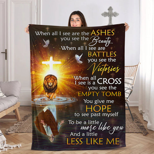 Christian Inspirational Lion Blanket, From Ashes to Victory Faith Blanket, Jesus Hope Religious Gift