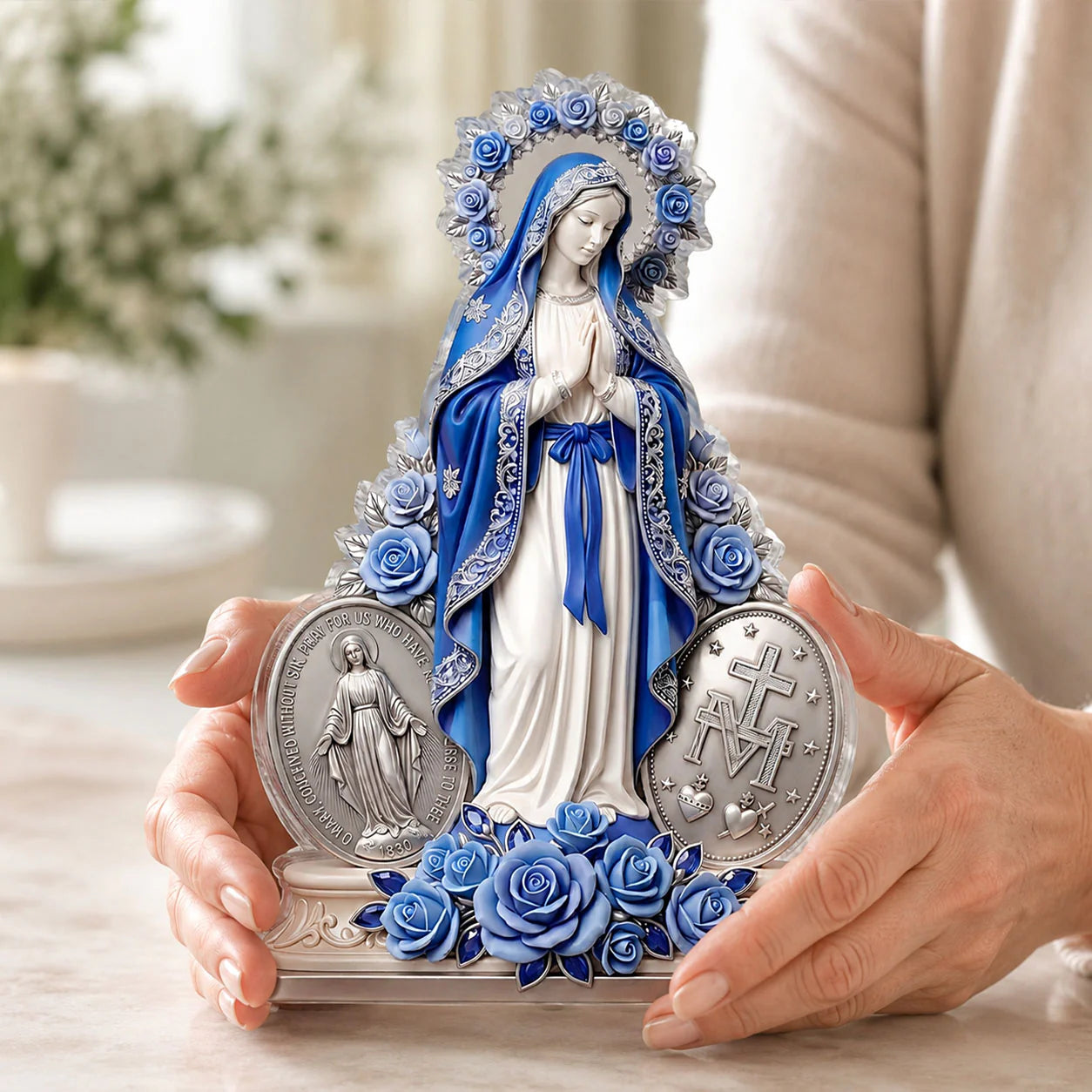 Our Lady Of Sapphire Grace, Catholic Gift | Custom Shaped Acrylic Plaque