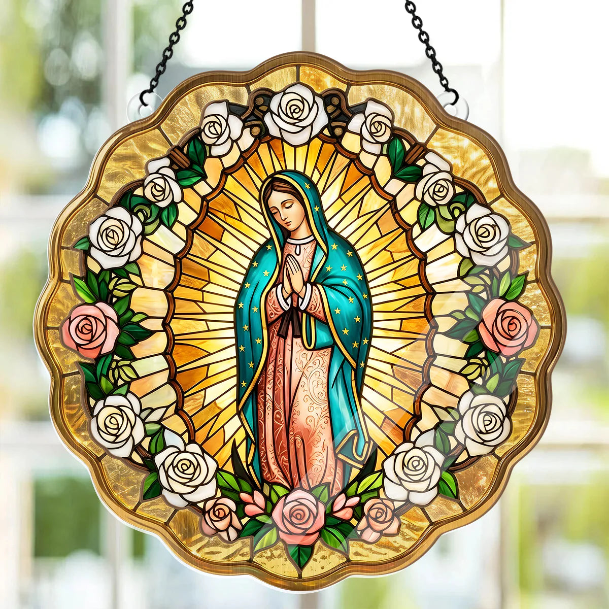 Virgin Mary Golden Halo - Window Hanging Suncatcher