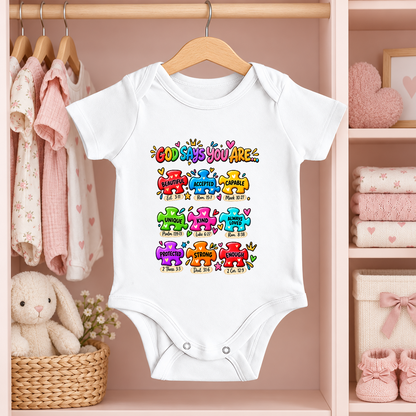 God Says You Are Beautiful, Accepted, Capable Onesie, Gift For Christian Families | Personalized Custom Baby Onesie