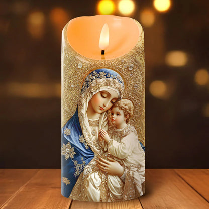 Blessed Mother And Child - Flameless LED Candle