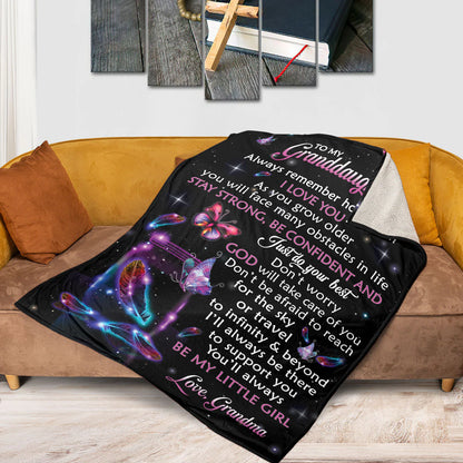 To My Granddaughter Butterfly Fleece Blanket, Christian Encouragement Gift from Grandma