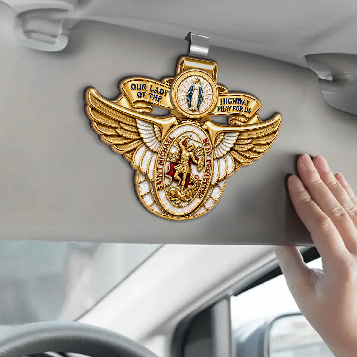 Blessed Journey Protector Medal, Patron Saint Gift | Car Visor Clip