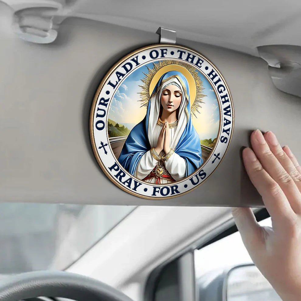 Our Lady Of The Highways - Car Visor Clip