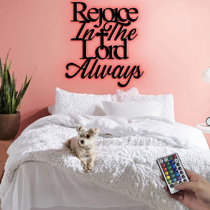 Rejoice In The Lord Always - Metal Wall Art Sign